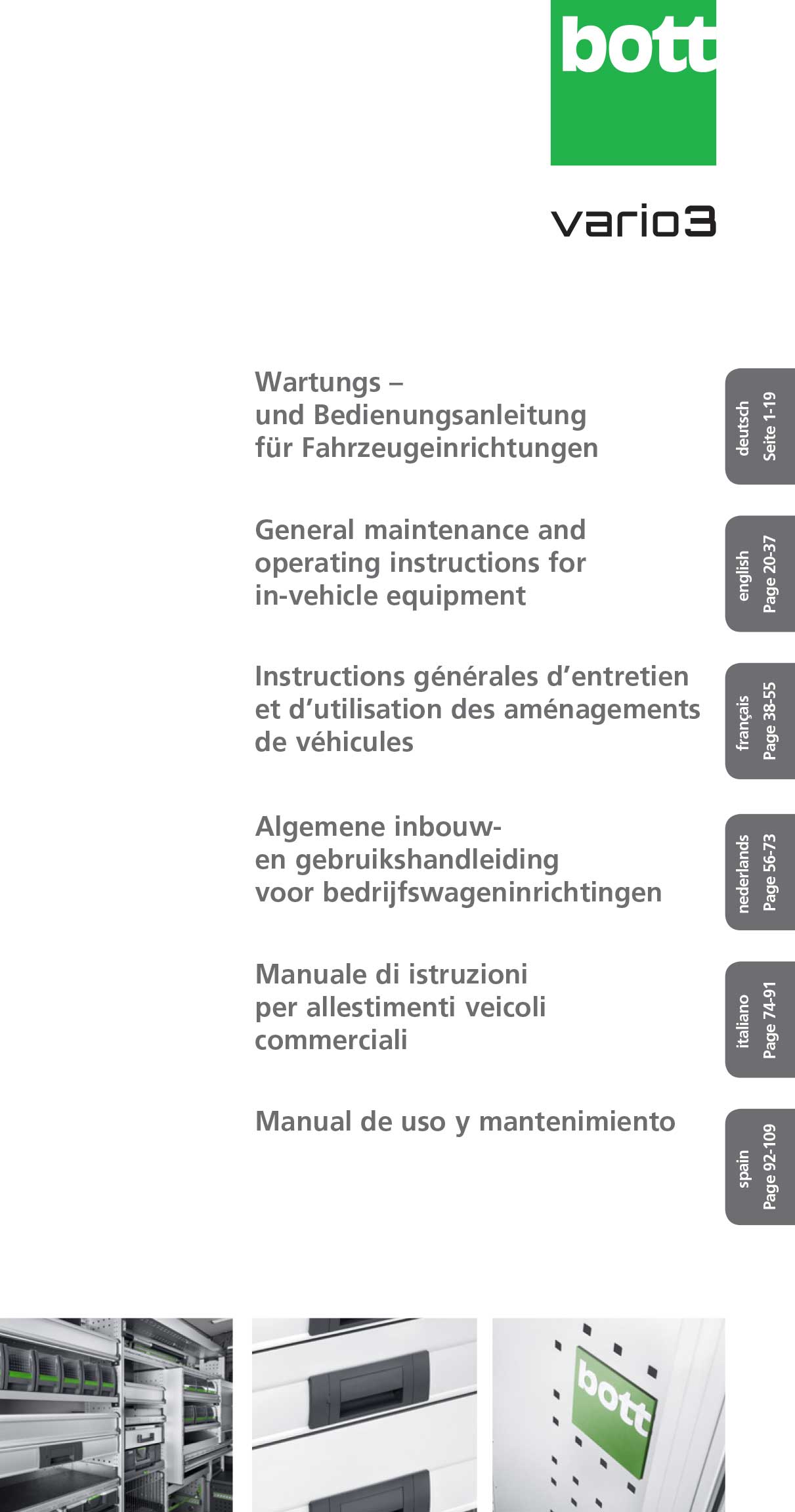 bott vario3 - Wartungs- und Bedienungsanleitung